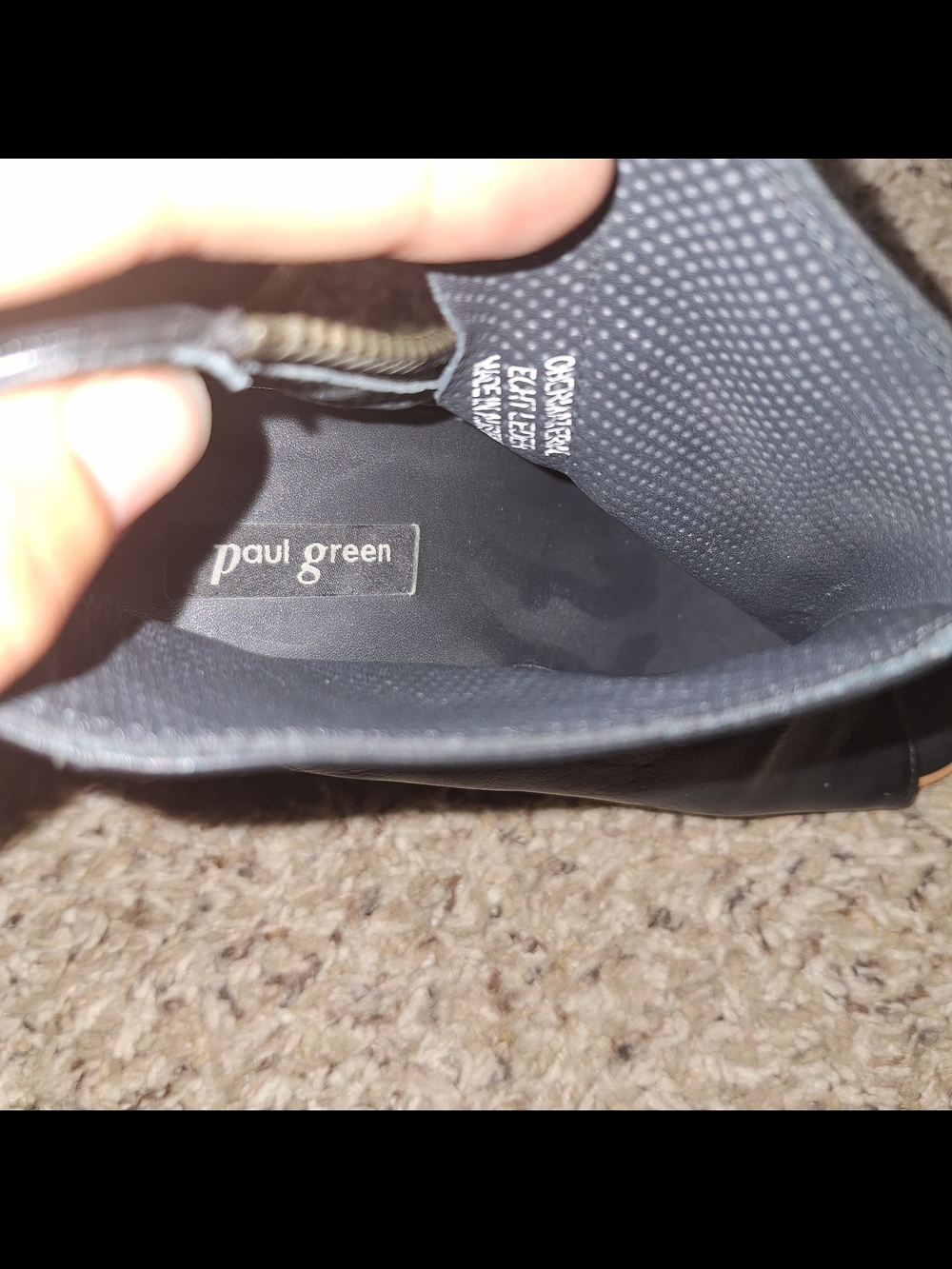 Paul Green Black Leather Peep Toe Slingback Bootie Stacked Wood Heel - Picture 7 of 7